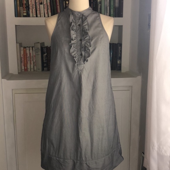 Gap Navy & White Ruffle Sleeves Highneck Shift Dress – Button-Down, Chic D252 - Picture 1 of 5